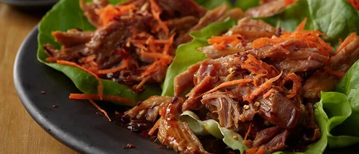 SADLER'S SMOKEHOUSE® pulled pork asian wraps.